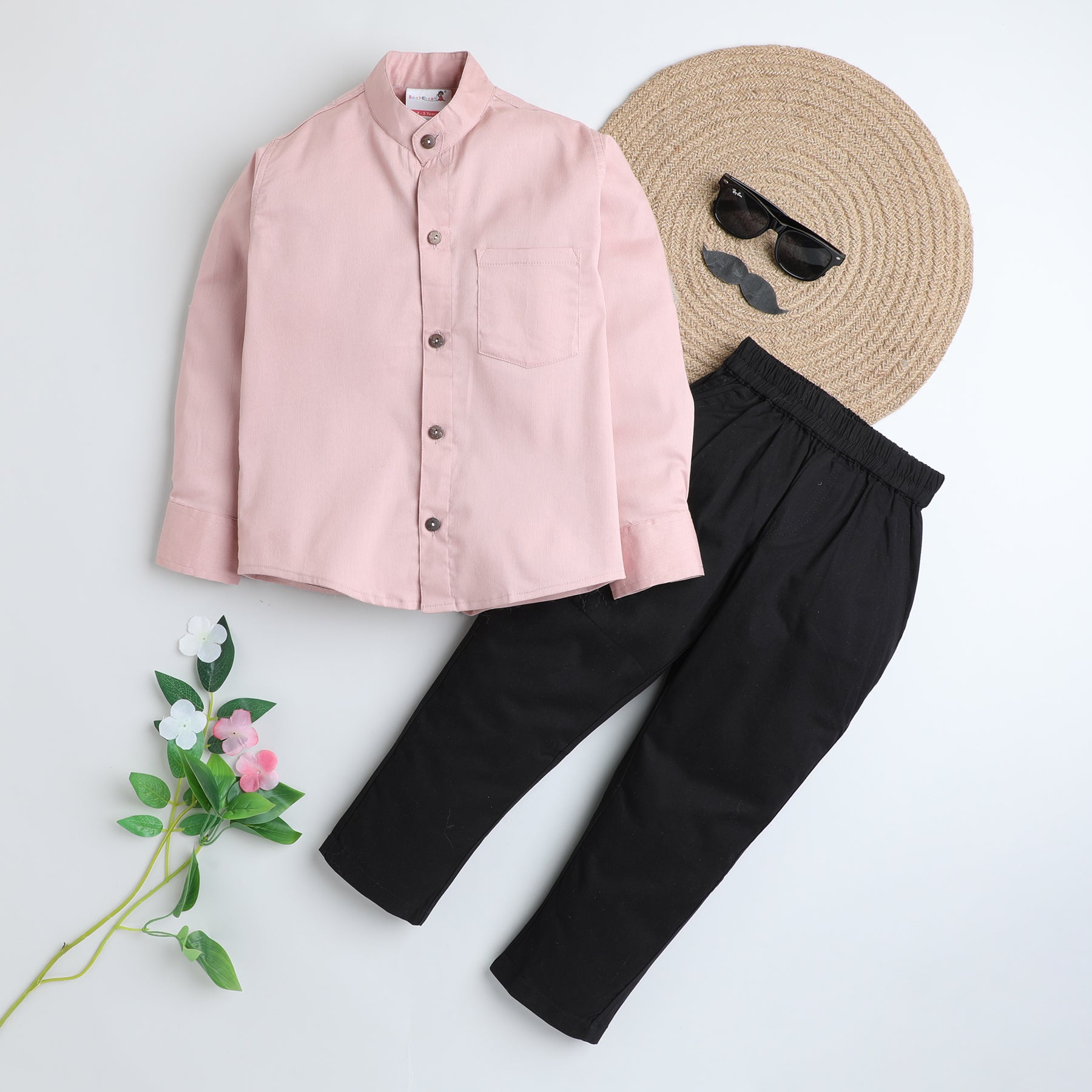 BAATCHEET Cotton Full Sleeves Corduroy Shirt With Pant- Pink