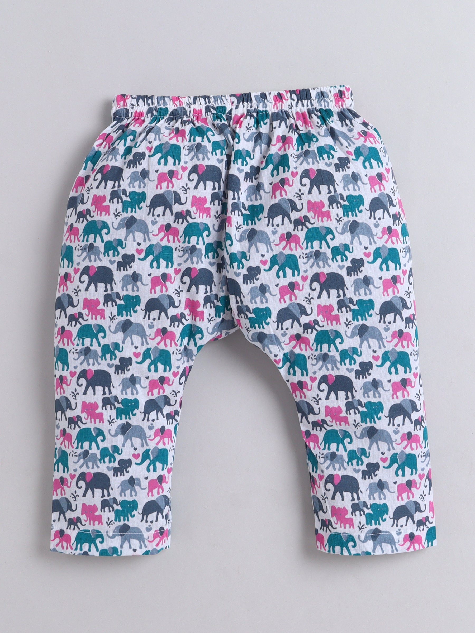 BAATCHEET Cottton Pack Of 3 Sleeveless Elephant Printed Jhabla Pyjamas Set- Blue 1