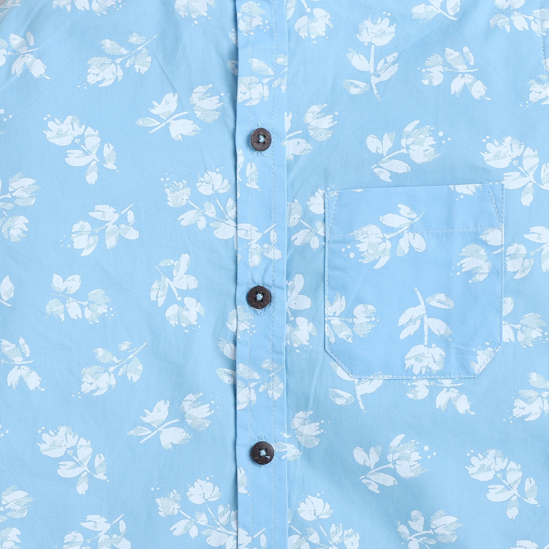 BAATCHEET Cotton Full Sleeves Blossom Printed Shirt With Attached T-shirt  - Blue