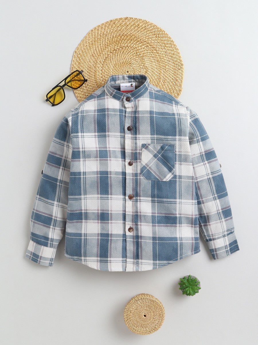 BAATCHEET Cottton  Full Sleeves Check Shirt - Blue