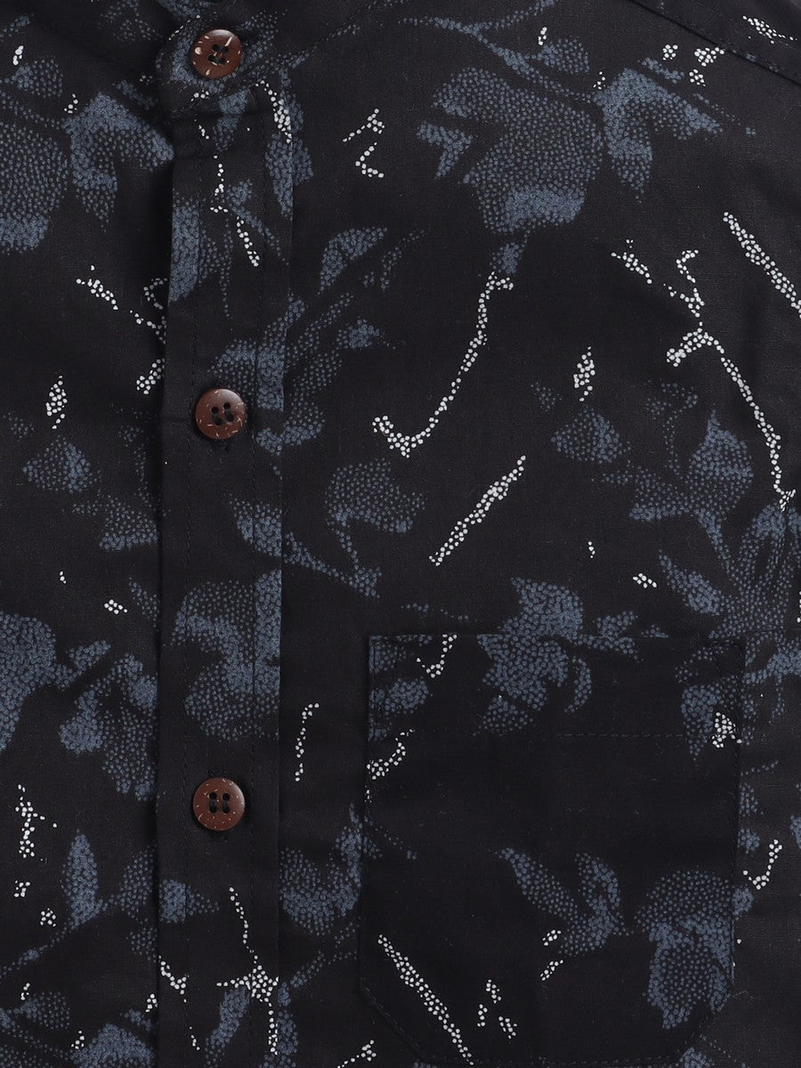 BAATCHEET Cottton Half Sleeves Abstract Printed Shirt- Black