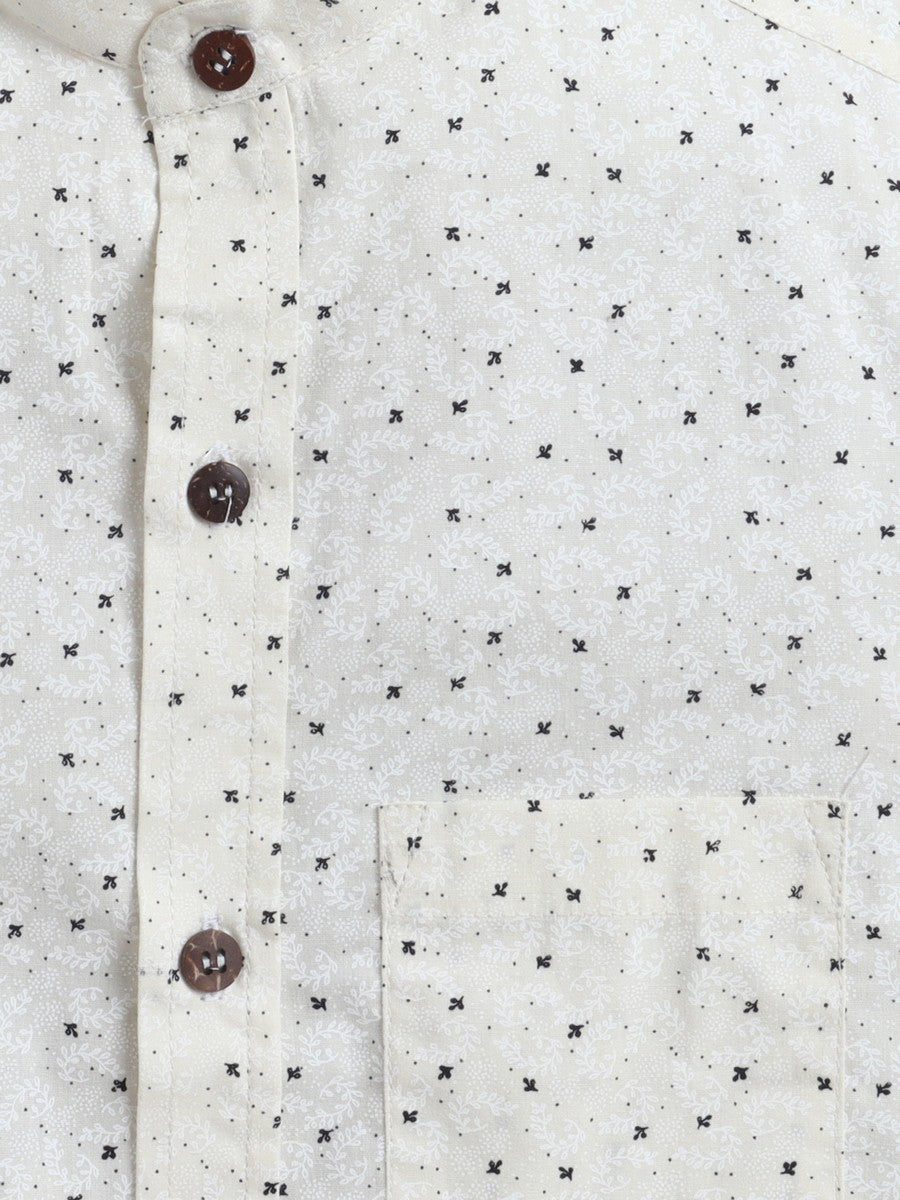 BAATCHEET Cottton Half Sleeves Star Printed Shirt- Beige