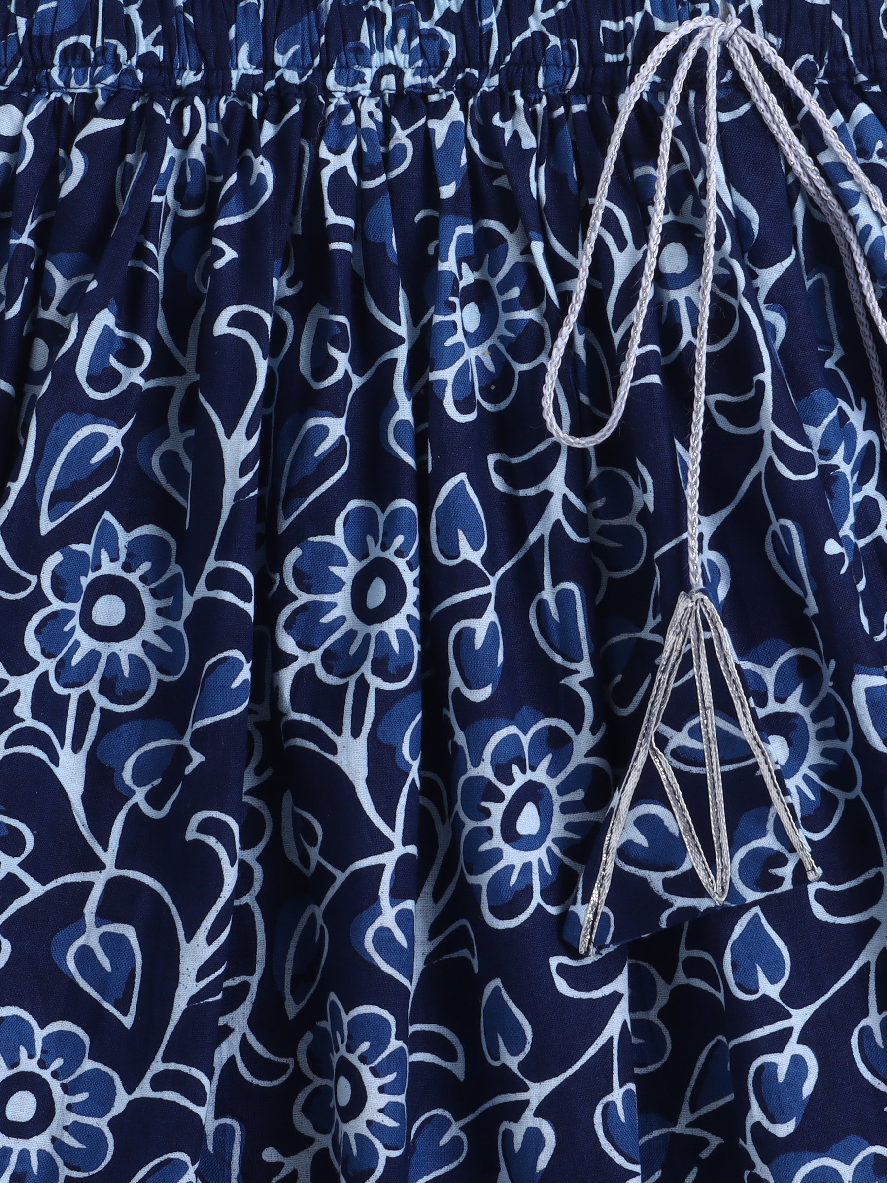 BAATCHEET Cottton Three Fourth Sleeves Jaipuri Printed Choli and Lehnga set - Blue 1