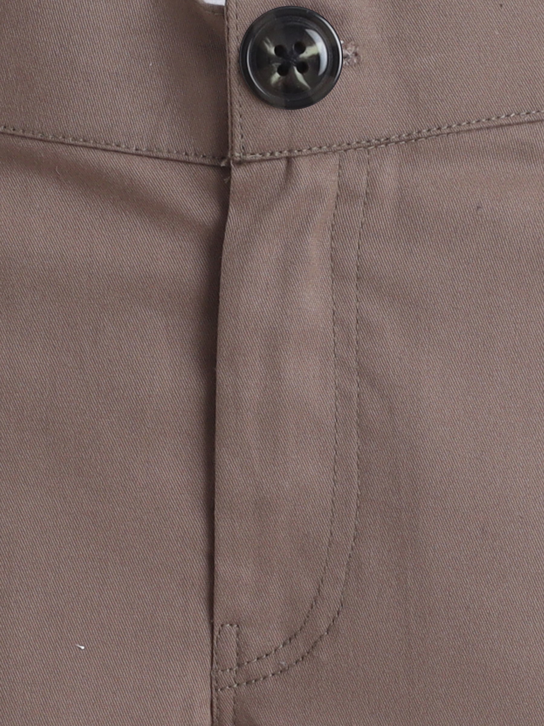 BAATCHEET Cottton Woven Full Length  Solid Trouser With Adjustable Elastic- Brown