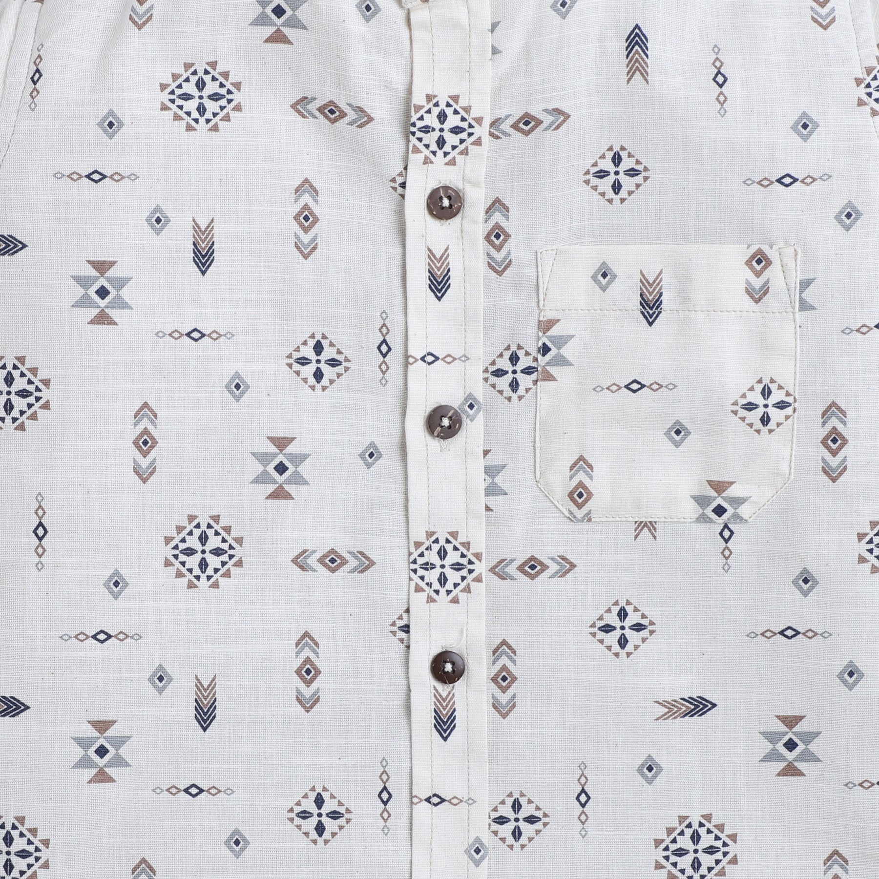 BAATCHEET Cotton Full Sleeves Motif Printed Shirt With Attached T-shirt  - Beige