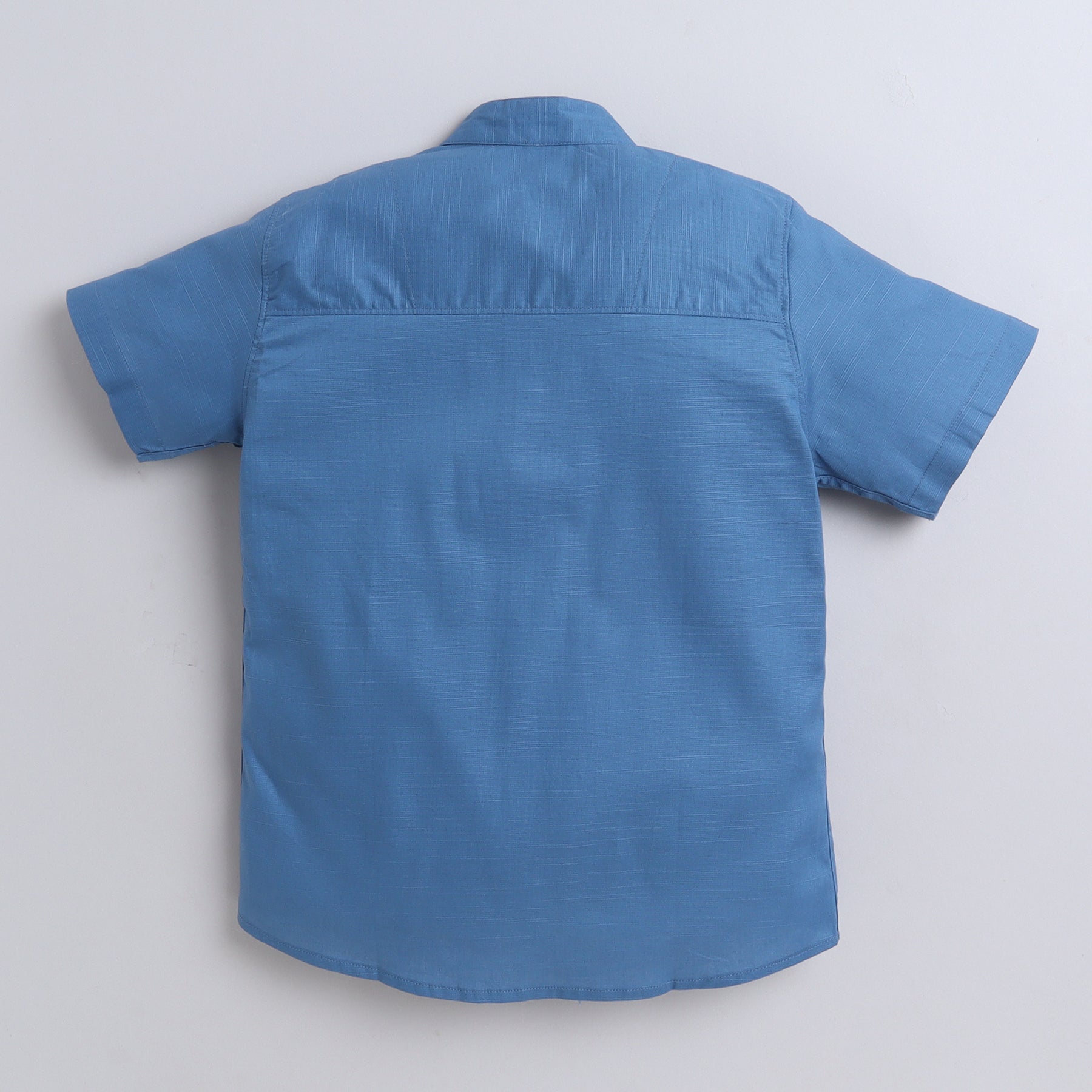 BAATCHEET Cottton Woven Half Sleeves Solid  Shirt With Moustache Brooch Shirt - Blue