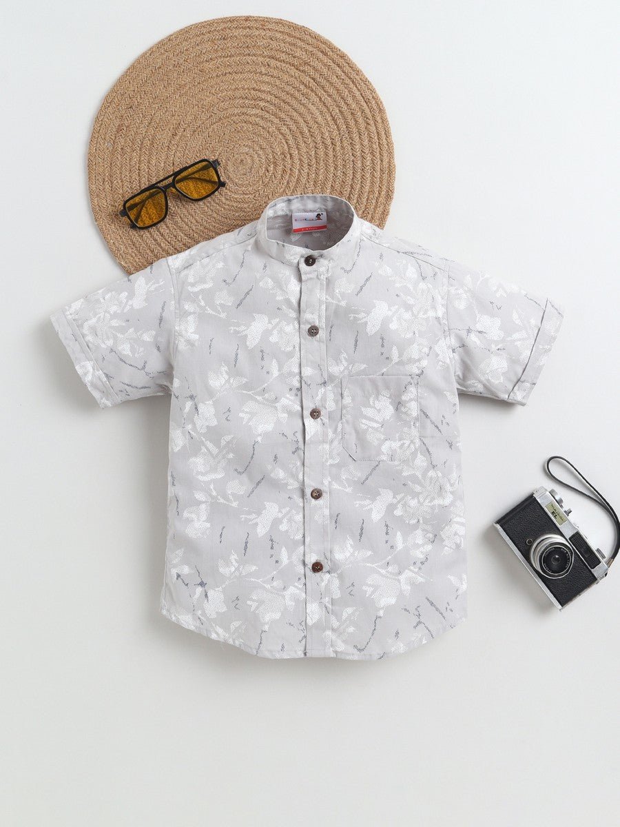 BAATCHEET Cottton Half Sleeves Abstract Printed Shirt- Grey