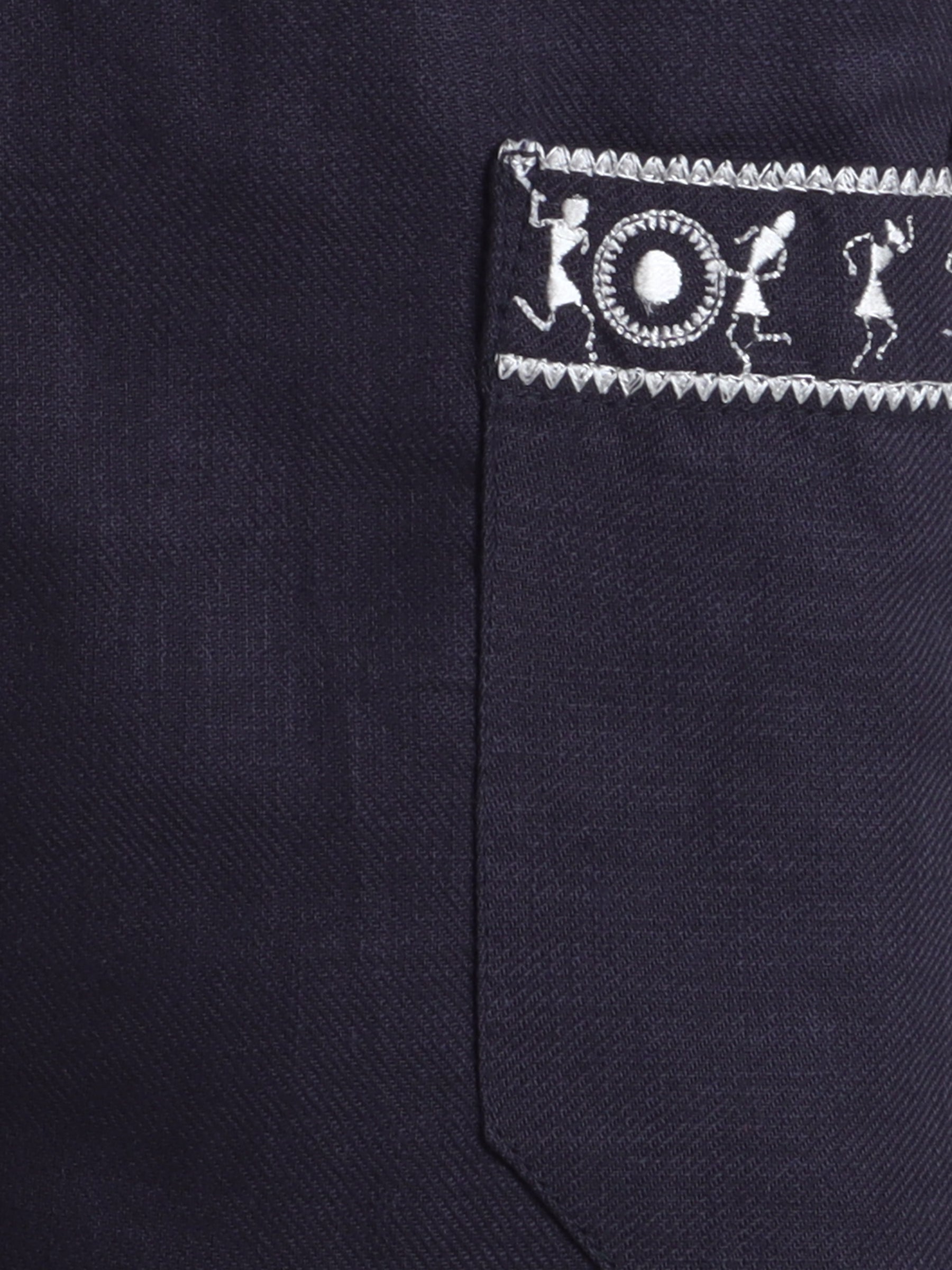 BAATCHEET Cotton Full Length Tribal Embroided Jogger - Grey