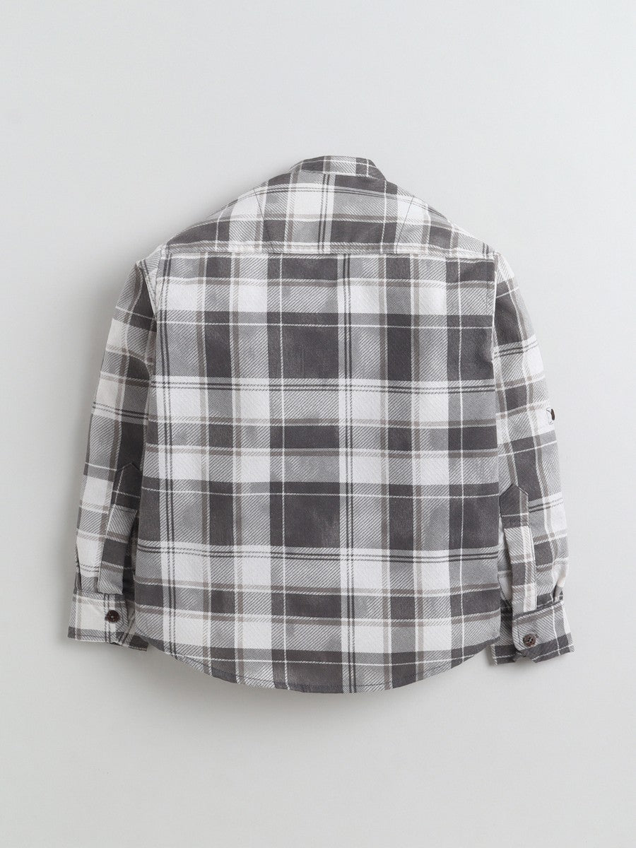 BAATCHEET Cottton  Full Sleeves Check Shirt - Grey