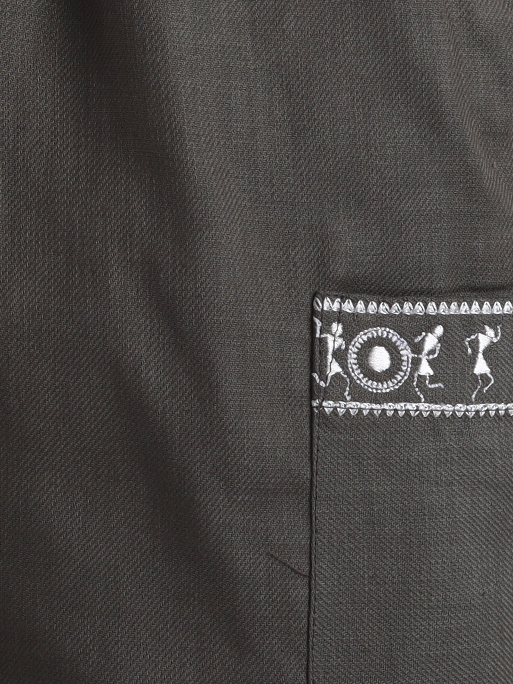 BAATCHEET Cotton Full Length Tribal Embroided Jogger - Green