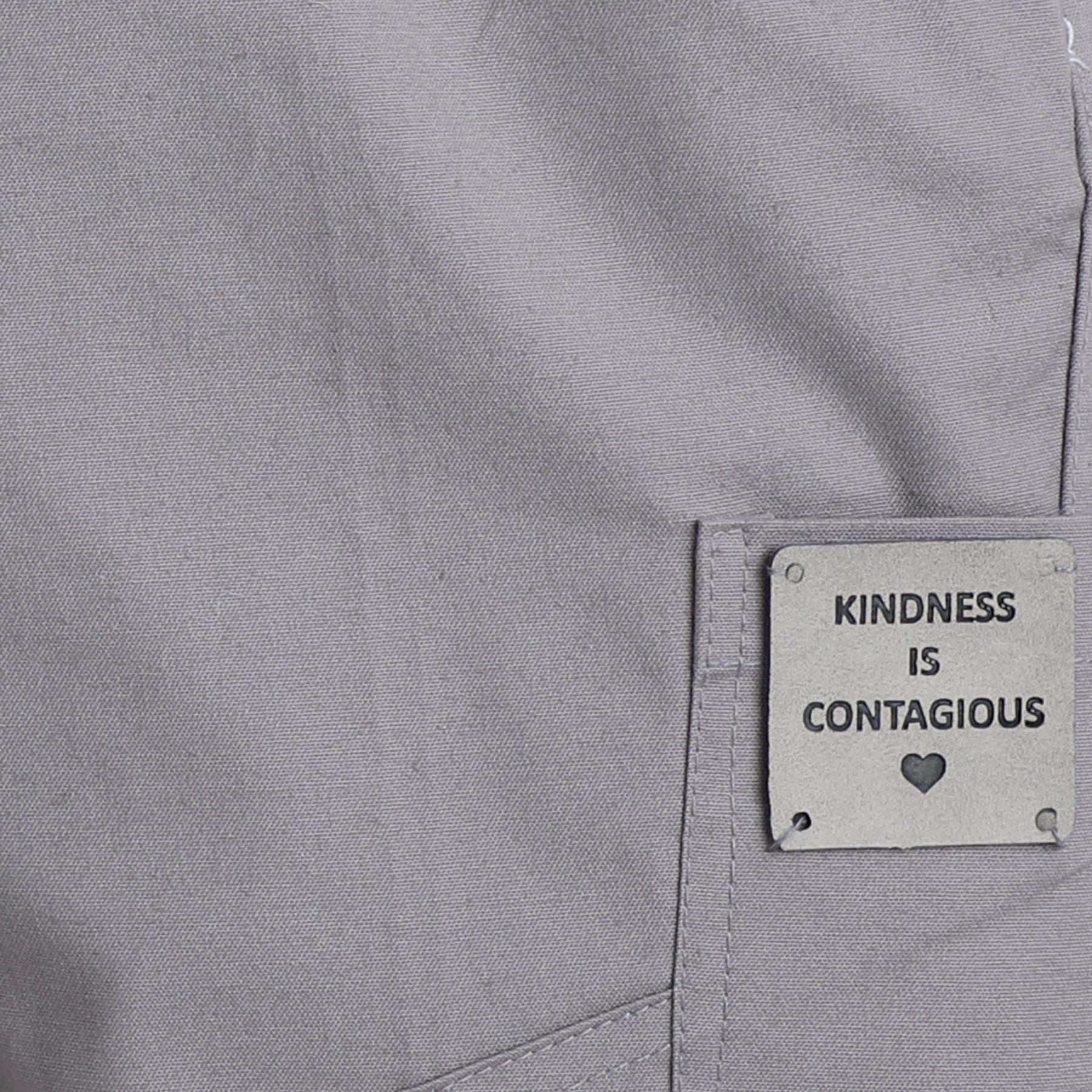 BAATCHEET Cotton  Woven Full Length  Kindness is Contagious Patch Jogger- Light Grey