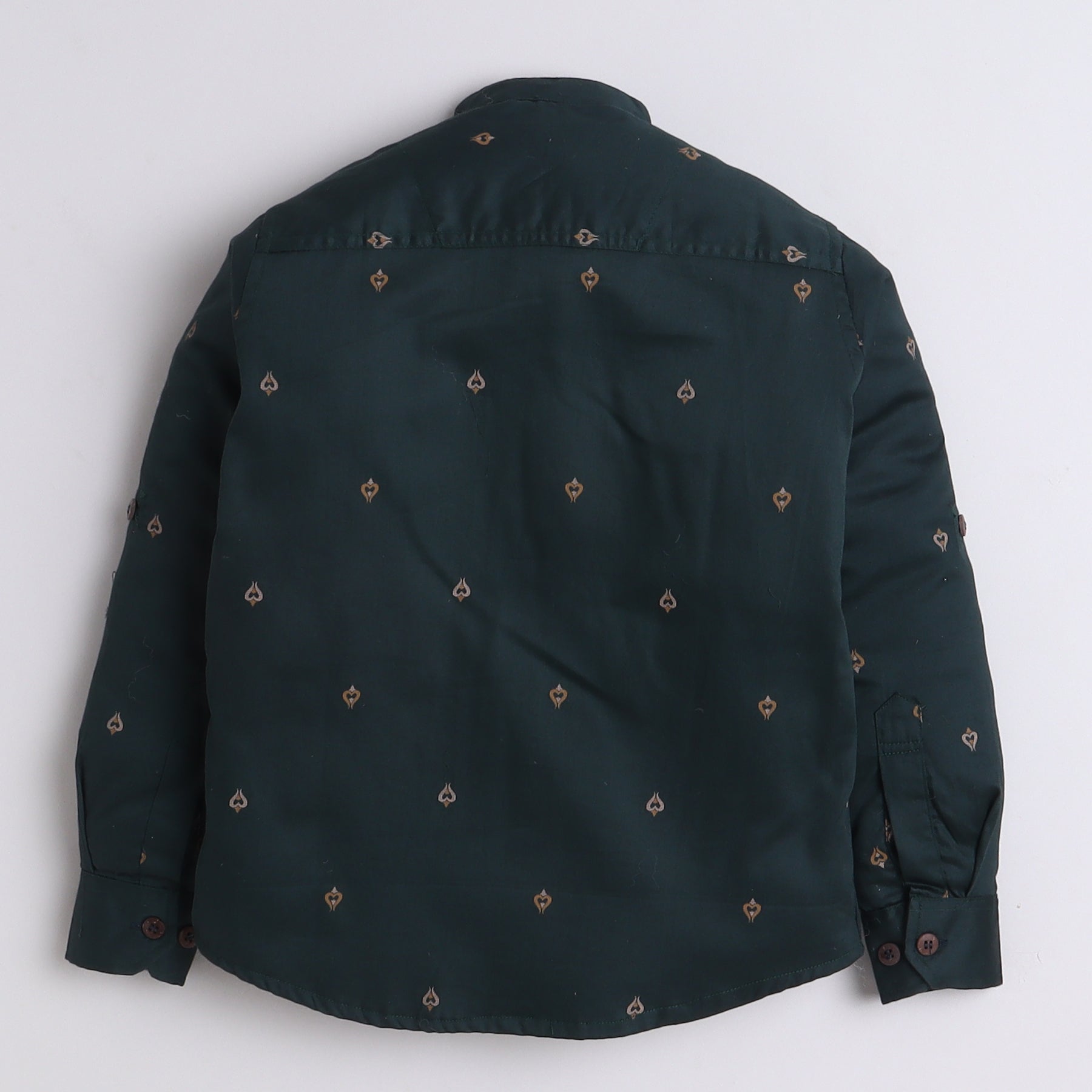 BAATCHEET Cotton Full Sleeves Motif Printed Shirt With Attached T-Shirt- Green