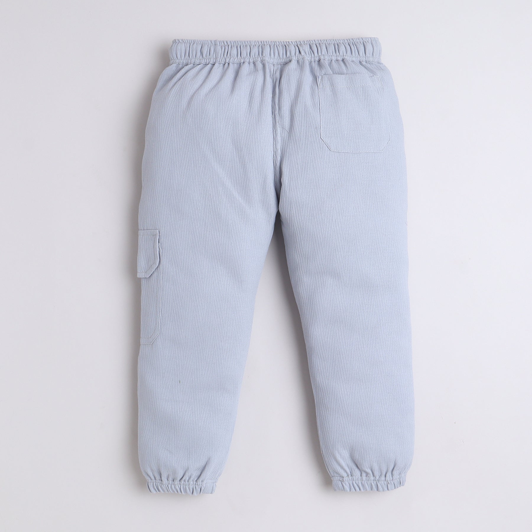 BAATCHEET Cotton Full Length Flap Pocket Heart Patch Jogger  - Light Blue