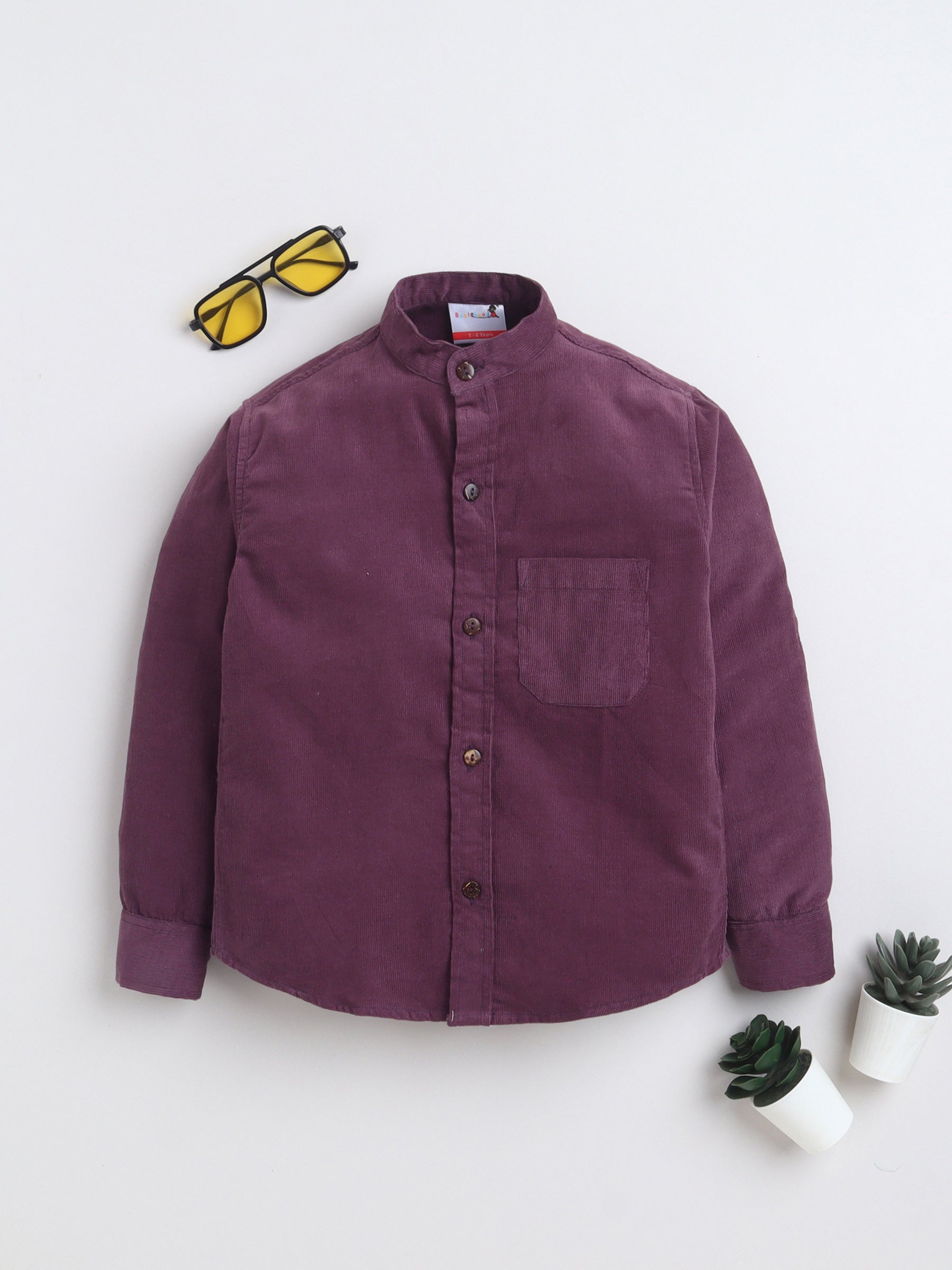BAATCHEET Cottton Woven Full Sleeves Solid Corduroy Shirt - Lavender