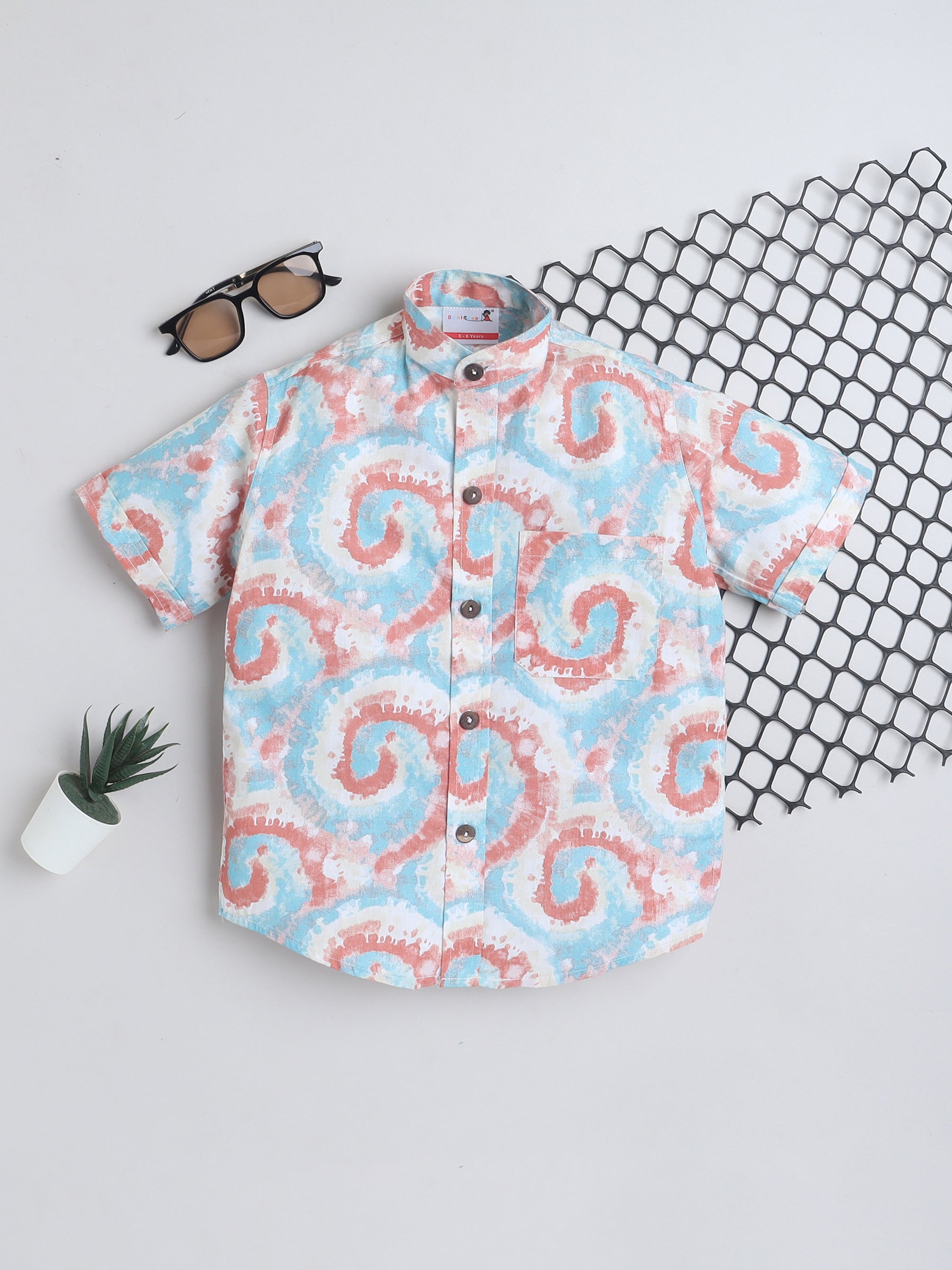 BAATCHEET Cotton  Half Sleeves Swirl Printed Shirt  - Multi
