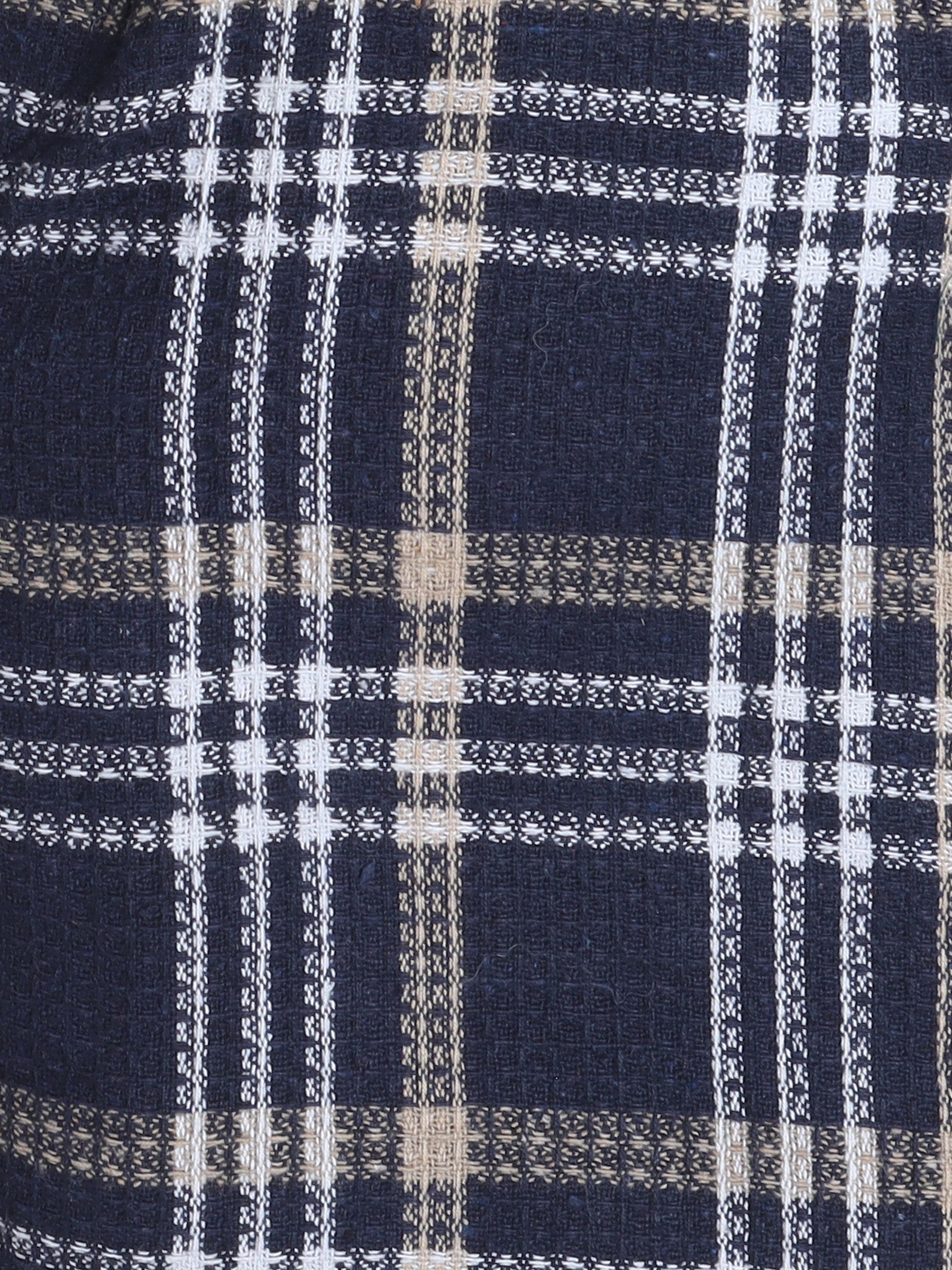 BAATCHEET Jute Cotton Check Shorts  - Navy