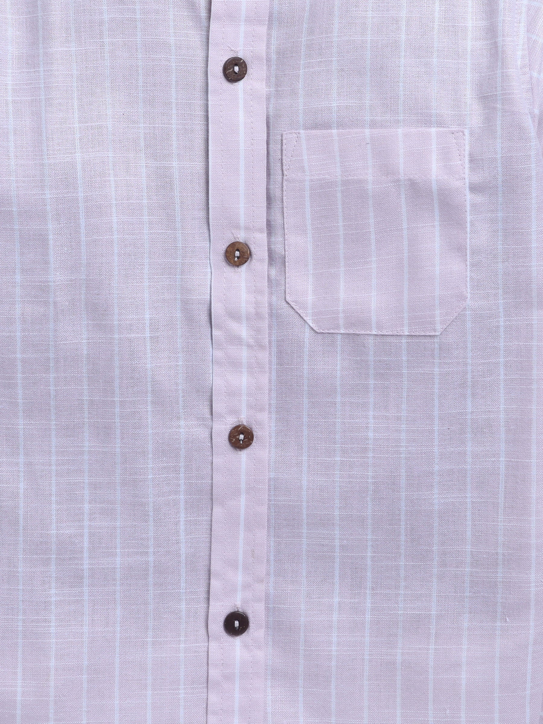 BAATCHEET Cottton Linen Woven Full Sleeve Striped Shirt With Attached T-Shirt - Pink
