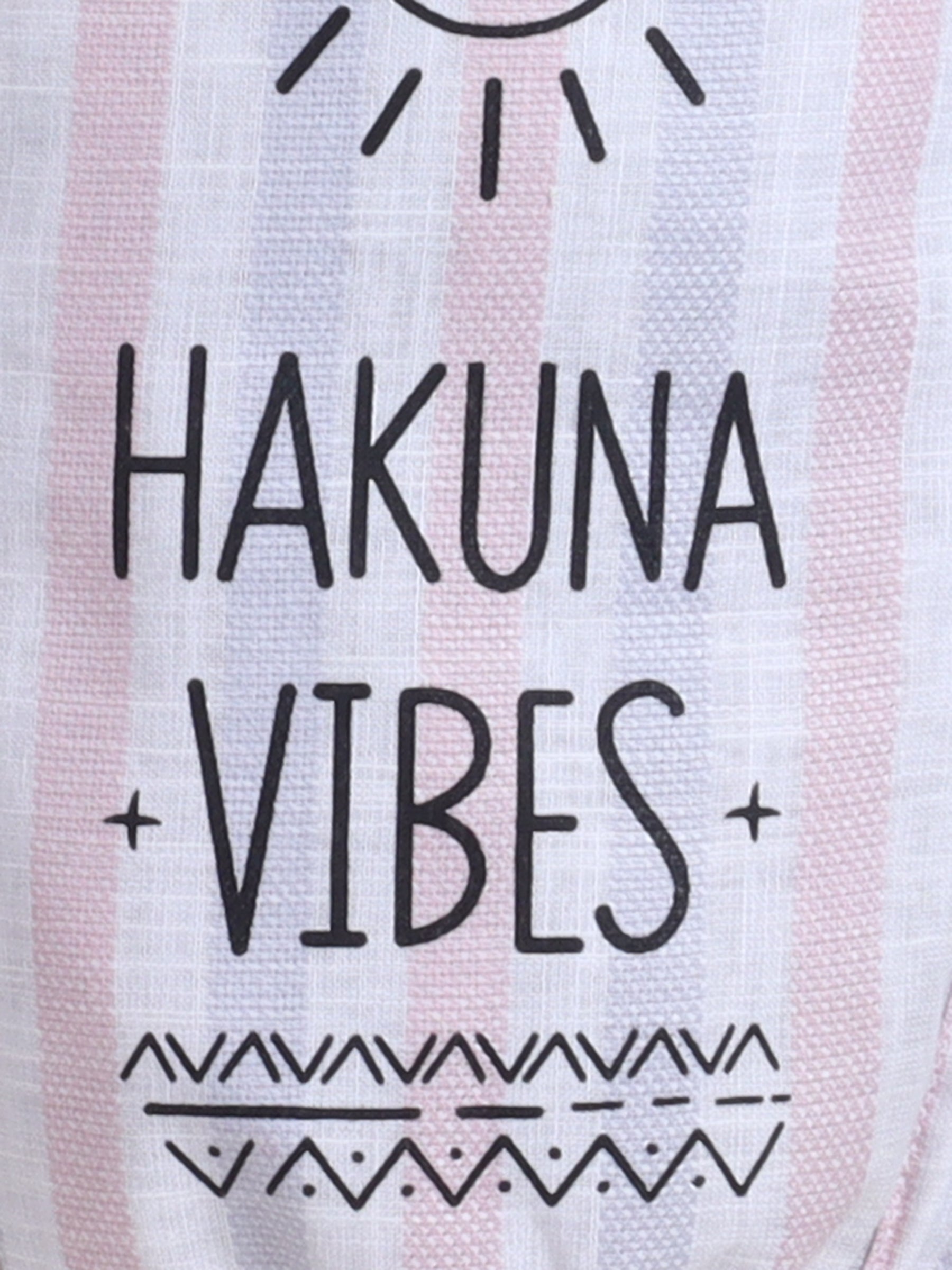 BAATCHEET Cottton  Woven Full Sleeve Striped Hakuna Vibes Printed Jogger - Pink