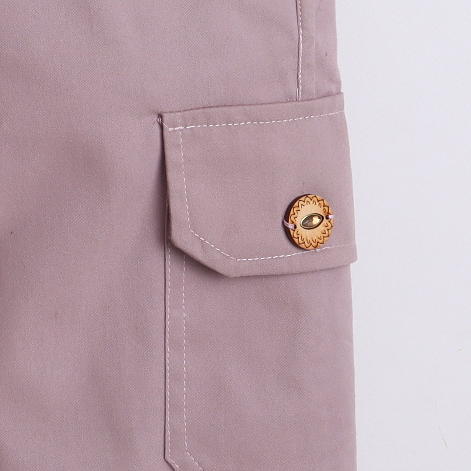 BAATCHEET Cotton Full Length Both Side Pocket with Evil Eye Button Jogger  - Taupe