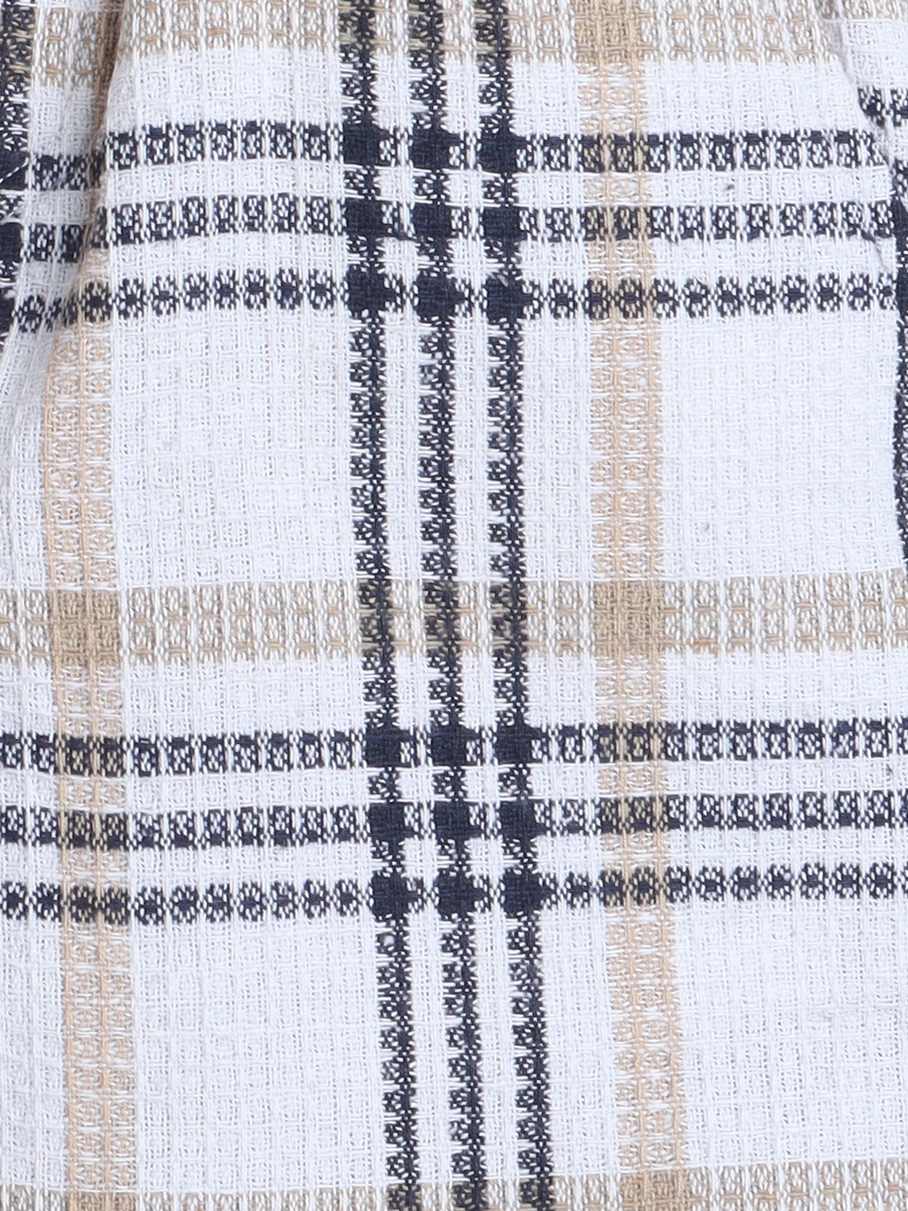 BAATCHEET Jute Cotton Check Shorts  - White
