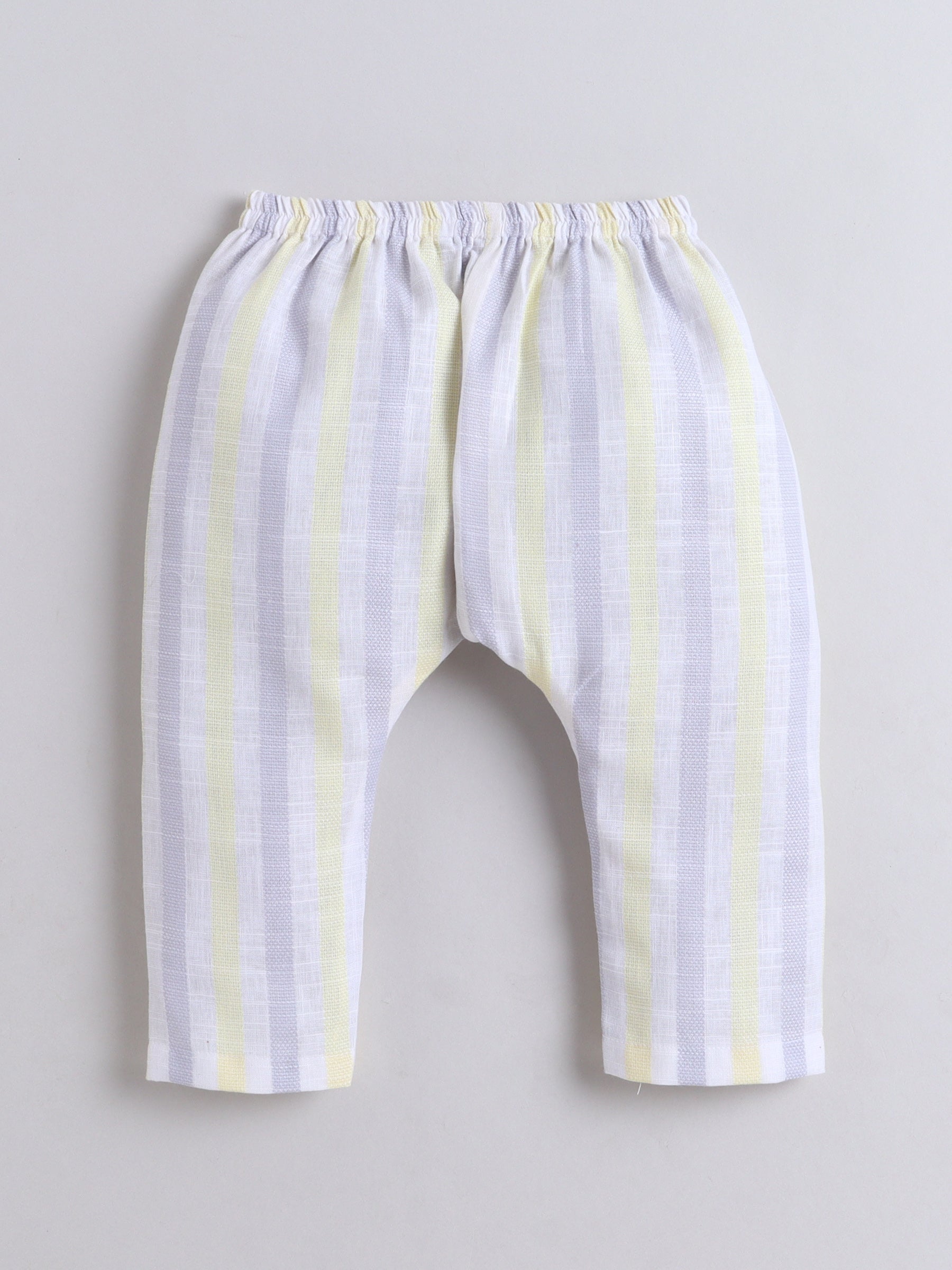 BAATCHEET Cottton Pack Of 3 Sleeveless Striped Printed Jhabla Pyjamas Set- Yellow